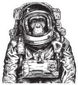 Drawn Monkey Astronaut Sticker
