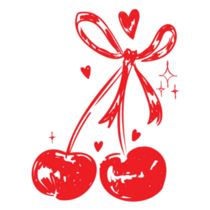 Drawn Red Cherry Sticker