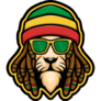 Dreadlock Rasta Lion Mascot Jamaica Sticker
