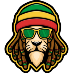 Dreadlock Rasta Lion Mascot Jamaica Sticker