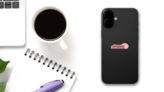 Dream Text Inspired By Y2k Aesthetic Sticker on a Phone (New) example