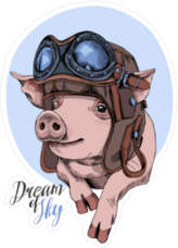 Dreams of Sky Pig Aviator Sticker