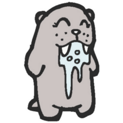 Dribbling Walrus Cartoon Sticker