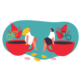 Drinking Tea Illustration Giant Mugs Sticker