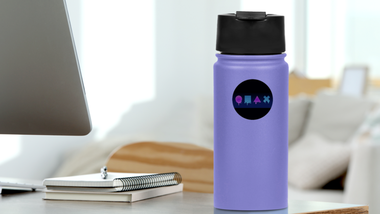 Drip Effect, Melting Shapes Sticker on a Water Bottle (New) example