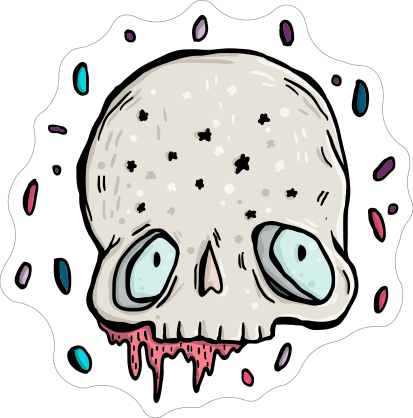 Dripping Half Skull with Eyes Sticker