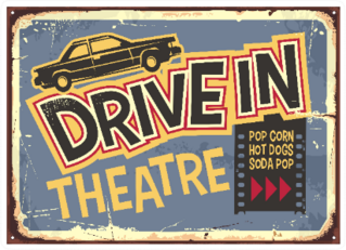 Drive In Theater Vintage Sign Design Sticker