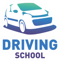 Driving School Blue Car Logo Sticker