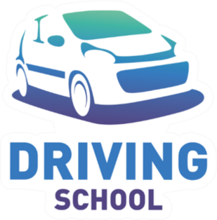 Driving School Blue Car Logo Sticker
