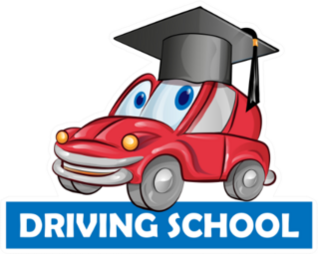Driving School Car Cartoon Graduation Cap Sticker