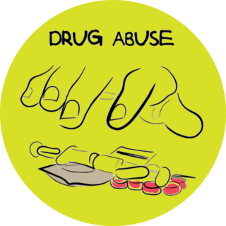 Drug Abuse Line Art Spread Awareness Sticker