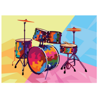 Drum In Set In Pop Art Style Music Sticker