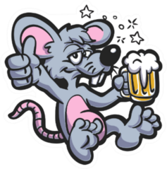 Drunk Rat With Beer Illustration Sticker