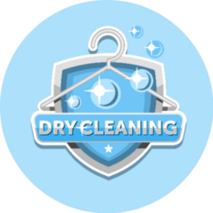 Dry Cleaning Logo With Hanger And Bubbles Sticker