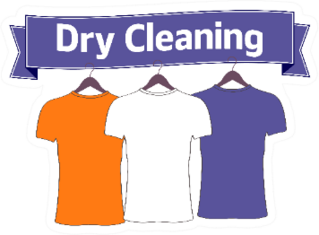 Dry Cleaning Logo With Three Shirts Hanging Sticker