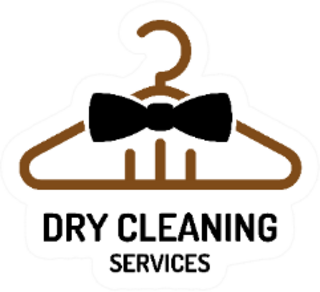 Dry Cleaning Services Logo Hanger With Bow Tie Sticker