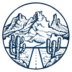 Dry Desert Mountain Stamp Circle Sticker