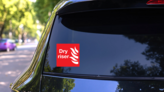Dry Riser Sign Sticker on a Rear Car Window (New) example