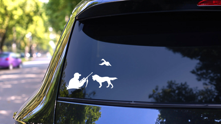 Duck Hunting With Dog Sticker on a Rear Car Window (New) example