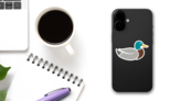 Duck Wild Bird Icon On White Background Sticker on a Phone (New) example