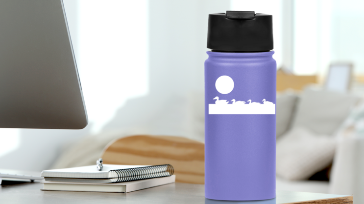 Ducks Birds Swimming Sticker on a Water Bottle (New) example