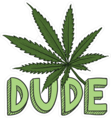 Dude Marijuana Leaf Doodle Sticker