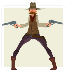 Dueling Cartoon Cowboy Sticker