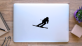 Dynamic Alpine Skier Sticker on a Laptop (New) example