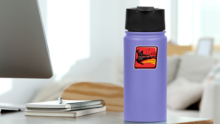 Dynamic Icon Of Martial Arts Fighter Sticker on a Water Bottle (New) example