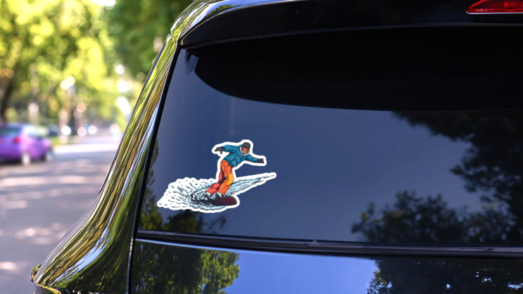 Dynamic Snowboarder Sticker on a Rear Car Window (New) example