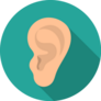 Ear Icon On Blue Sticker