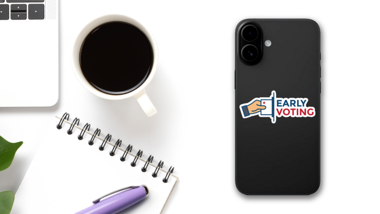 Early Voting 2020 Icon Sticker on a Phone (New) example
