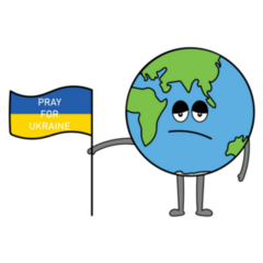 Earth Cartoon Pray For Ukraine Illustration Sticker