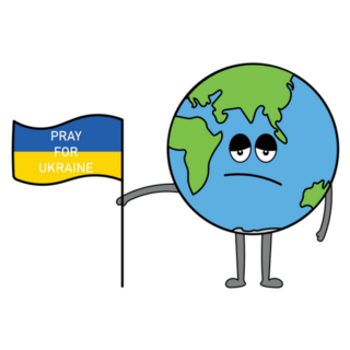 Earth Cartoon Pray For Ukraine Illustration Sticker