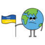 Earth Cartoon Pray For Ukraine Illustration Sticker