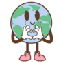 Earth Character Making A Heart With Hands Sticker