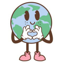 Earth Character Making A Heart With Hands Sticker
