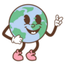 Earth Character Trendy Retro Recycle Peace Sign Sticker