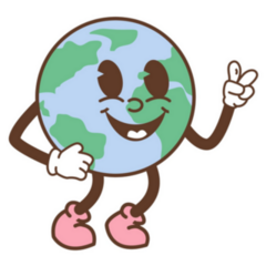 Earth Character Trendy Retro Recycle Peace Sign Sticker