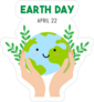 Earth Day Cartoon Card Sticker