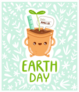 Earth Day Cute Flower Pot Sticker