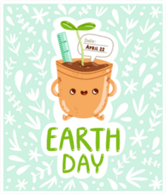 Earth Day Cute Flower Pot Sticker