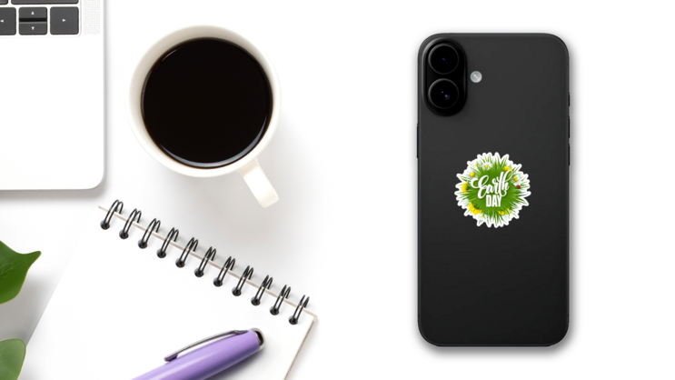 Earth Day Flower Sticker on a Phone (New) example