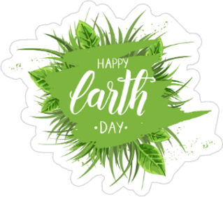 Earth Day  Green Grass And Leaves Sticker