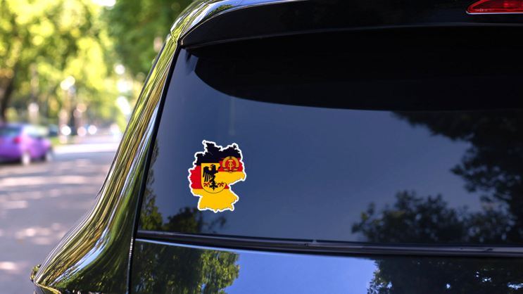 East Germany & West Germany Flags In Country Sticker on a Rear Car Window (New) example