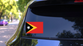 East Timor Flag Sticker on a Rear Car Window (New) example