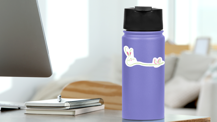 Easter Bunny Illustration Doodle Sticker on a Water Bottle (New) example