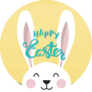 Easter Bunny On Yellow With Handwritten happy Easter Sticker