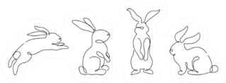 Easter Bunny Set In Simple One Line Style Sticker