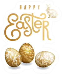 Easter Card With Realistic Easter Eggs In Gold Sticker